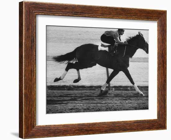 Horse Ridan During Race-null-Framed Photographic Print