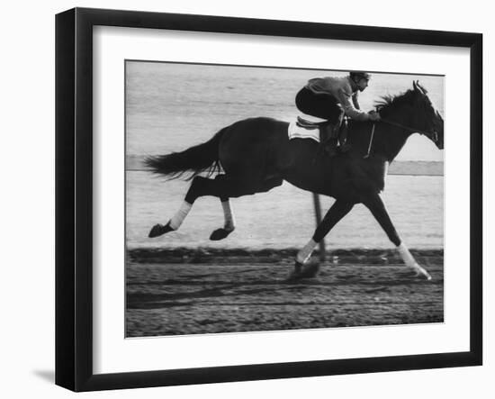 Horse Ridan During Race-null-Framed Photographic Print