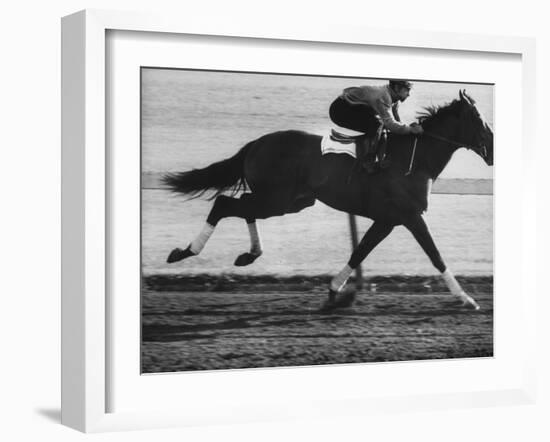 Horse Ridan During Race-null-Framed Photographic Print