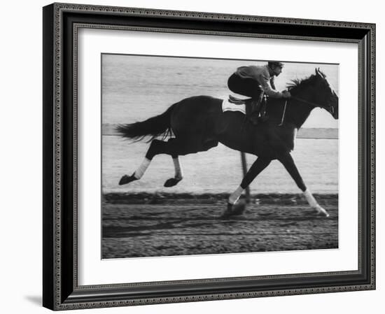 Horse Ridan During Race-null-Framed Photographic Print
