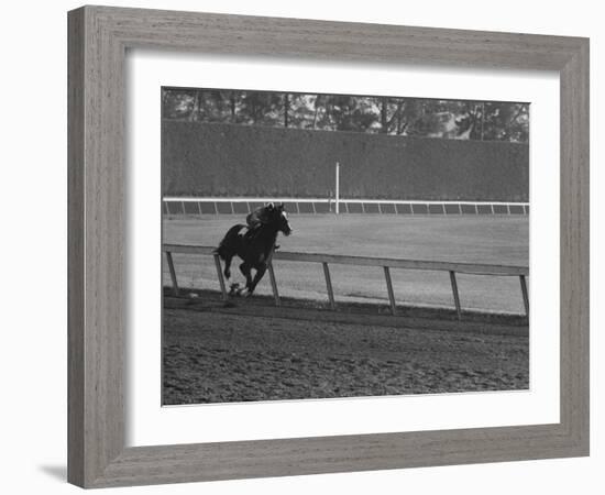 Horse Ridan During Race-null-Framed Photographic Print