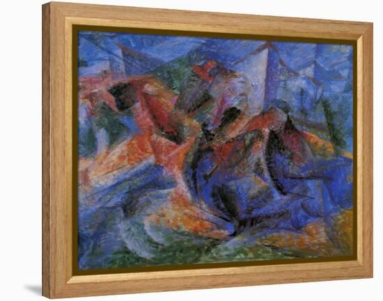 Horse Rider Houses Cavallo Cavaliere Caseggiato-Umberto Boccioni-Framed Premier Image Canvas