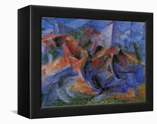 Horse Rider Houses Cavallo Cavaliere Caseggiato-Umberto Boccioni-Framed Premier Image Canvas