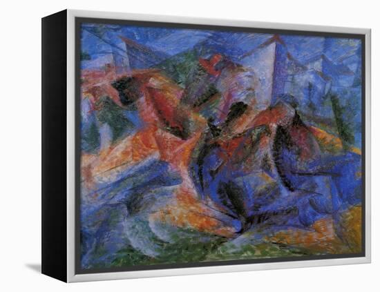 Horse Rider Houses Cavallo Cavaliere Caseggiato-Umberto Boccioni-Framed Premier Image Canvas