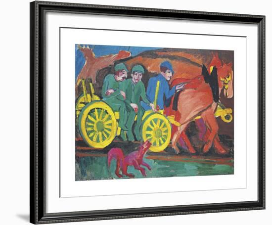 Horse Riding with Three Farmers-Ernst Ludwig Kirchner-Framed Premium Giclee Print