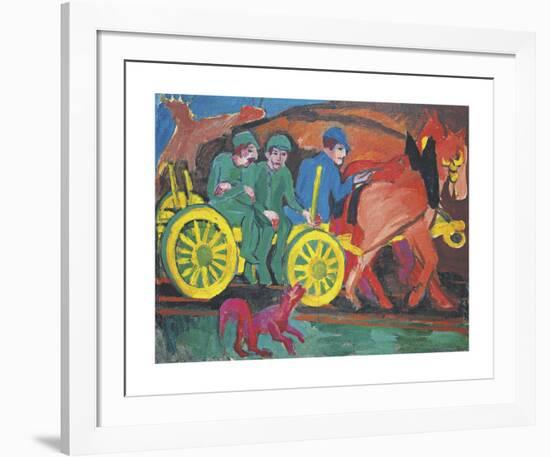 Horse Riding with Three Farmers-Ernst Ludwig Kirchner-Framed Premium Giclee Print