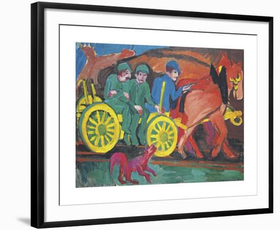 Horse Riding with Three Farmers-Ernst Ludwig Kirchner-Framed Premium Giclee Print