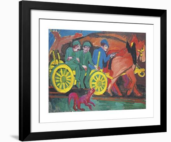 Horse Riding with Three Farmers-Ernst Ludwig Kirchner-Framed Premium Giclee Print