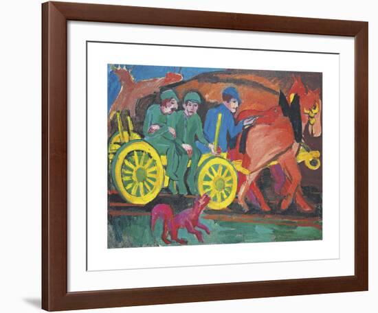 Horse Riding with Three Farmers-Ernst Ludwig Kirchner-Framed Premium Giclee Print