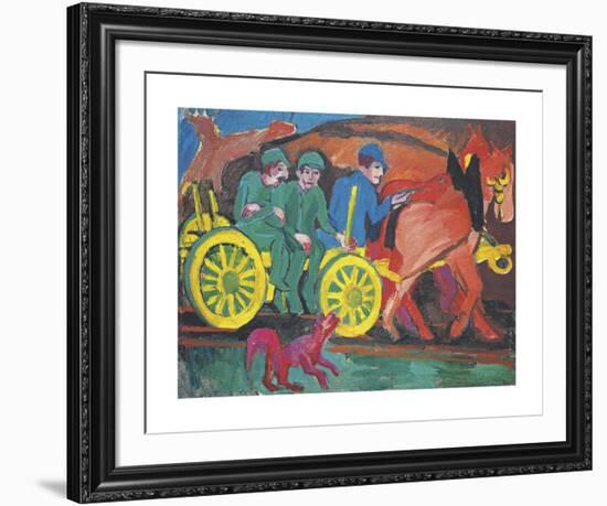 Horse Riding with Three Farmers-Ernst Ludwig Kirchner-Framed Premium Giclee Print