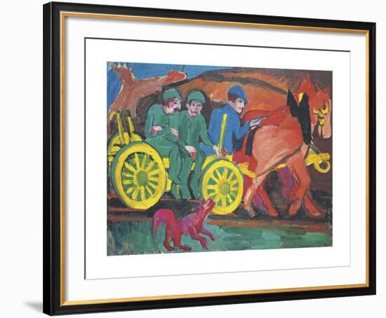 Horse Riding with Three Farmers-Ernst Ludwig Kirchner-Framed Premium Giclee Print