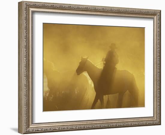 Horse Roundup, Ponderosa Ranch, Seneca, Oregon, USA-William Sutton-Framed Photographic Print