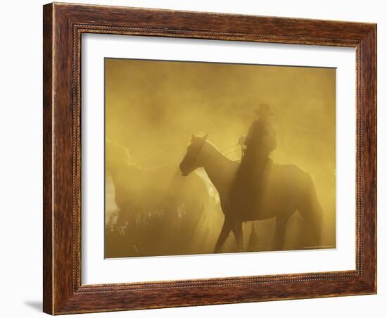 Horse Roundup, Ponderosa Ranch, Seneca, Oregon, USA-William Sutton-Framed Photographic Print
