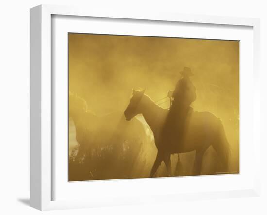 Horse Roundup, Ponderosa Ranch, Seneca, Oregon, USA-William Sutton-Framed Photographic Print