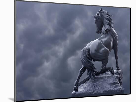 Horse Sculpture Against Storm Clouds at Entrance of Musee d'Orsay, Paris, France-Jim Zuckerman-Mounted Photographic Print