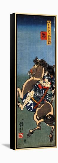 Horse Soga Goro on a Rearing Horse-Kuniyoshi Utagawa-Framed Premier Image Canvas