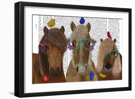 Horse Trio with Flower Glasses-Fab Funky-Framed Art Print