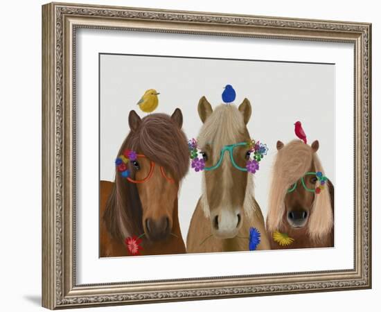 Horse Trio with Flower Glasses-Fab Funky-Framed Art Print
