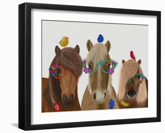Horse Trio with Flower Glasses-Fab Funky-Framed Art Print
