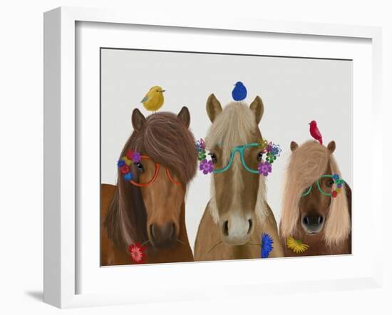 Horse Trio with Flower Glasses-Fab Funky-Framed Art Print