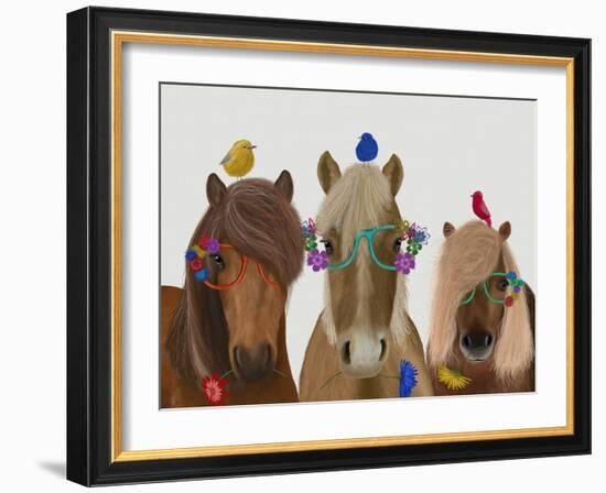 Horse Trio with Flower Glasses-Fab Funky-Framed Art Print