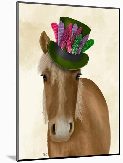 Horse with Feather Hat-Fab Funky-Mounted Art Print