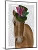 Horse with Feather Hat-Fab Funky-Mounted Art Print