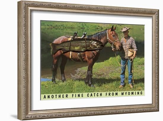 Horse with Giant Trout-null-Framed Art Print