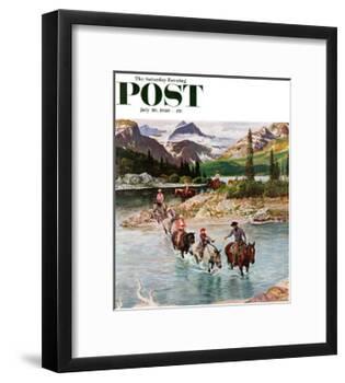 "Horseback Riding in Glacier Park," Saturday Evening Post Cover, July 30, 1960-John Clymer-Framed Giclee Print