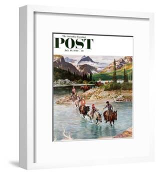 "Horseback Riding in Glacier Park," Saturday Evening Post Cover, July 30, 1960-John Clymer-Framed Giclee Print