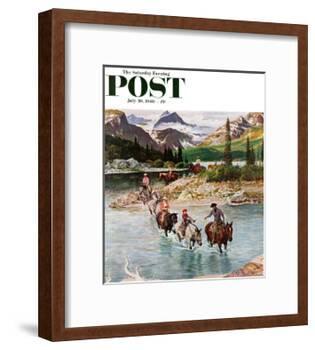 "Horseback Riding in Glacier Park," Saturday Evening Post Cover, July 30, 1960-John Clymer-Framed Giclee Print