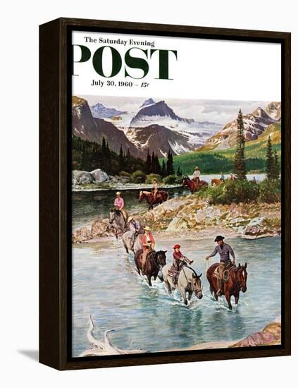 "Horseback Riding in Glacier Park," Saturday Evening Post Cover, July 30, 1960-John Clymer-Framed Premier Image Canvas