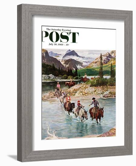 "Horseback Riding in Glacier Park," Saturday Evening Post Cover, July 30, 1960-John Clymer-Framed Giclee Print