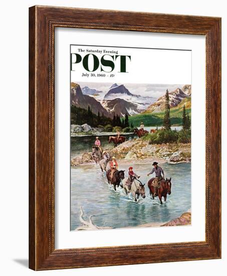 "Horseback Riding in Glacier Park," Saturday Evening Post Cover, July 30, 1960-John Clymer-Framed Giclee Print