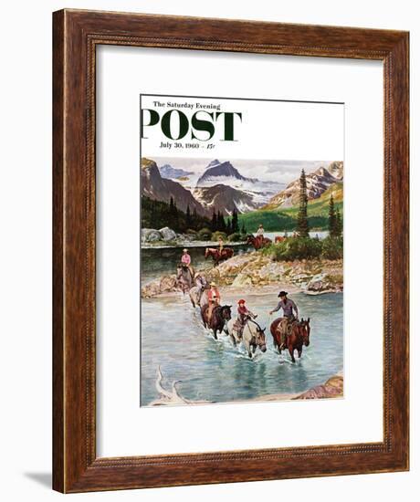 "Horseback Riding in Glacier Park," Saturday Evening Post Cover, July 30, 1960-John Clymer-Framed Giclee Print