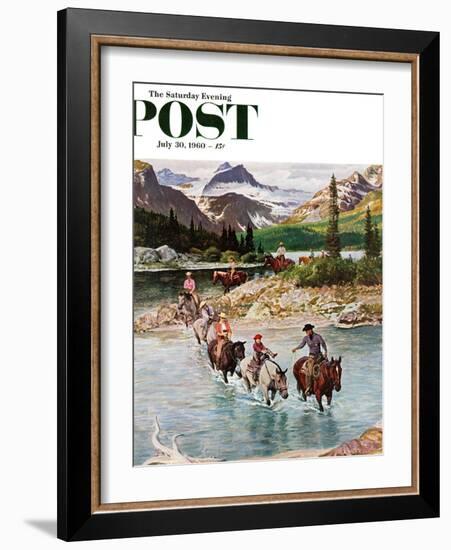 "Horseback Riding in Glacier Park," Saturday Evening Post Cover, July 30, 1960-John Clymer-Framed Giclee Print