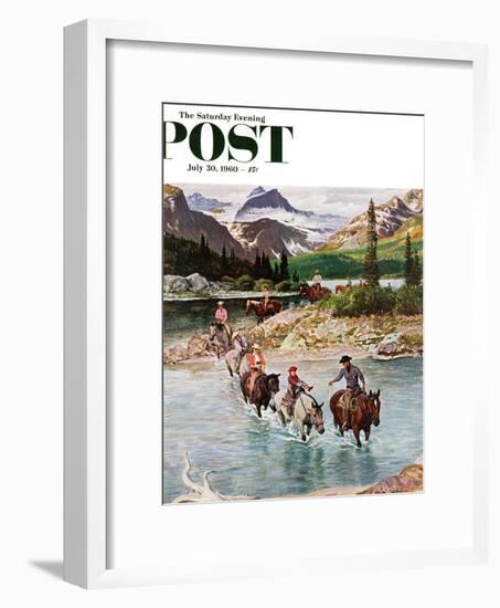 "Horseback Riding in Glacier Park," Saturday Evening Post Cover, July 30, 1960-John Clymer-Framed Giclee Print