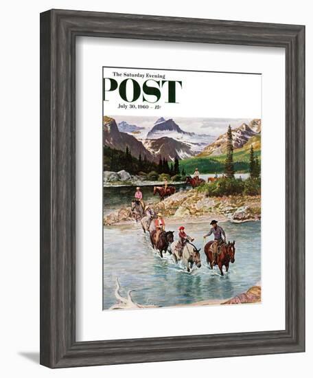 "Horseback Riding in Glacier Park," Saturday Evening Post Cover, July 30, 1960-John Clymer-Framed Giclee Print