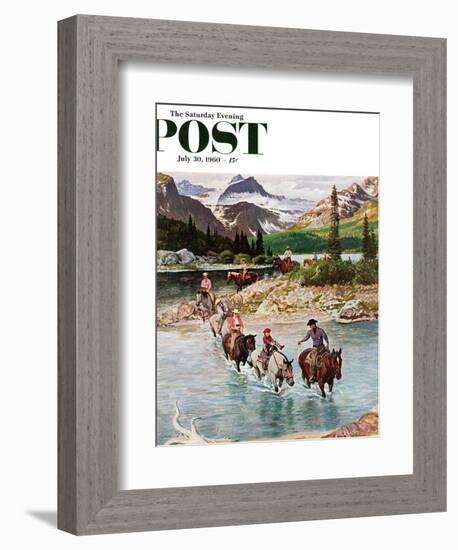 "Horseback Riding in Glacier Park," Saturday Evening Post Cover, July 30, 1960-John Clymer-Framed Giclee Print