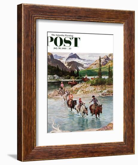 "Horseback Riding in Glacier Park," Saturday Evening Post Cover, July 30, 1960-John Clymer-Framed Giclee Print