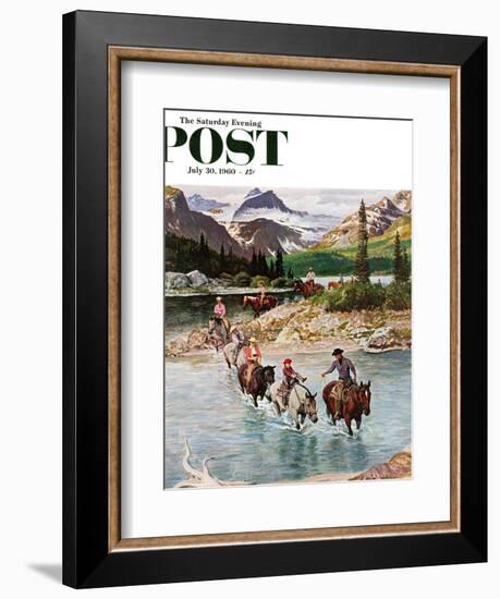 "Horseback Riding in Glacier Park," Saturday Evening Post Cover, July 30, 1960-John Clymer-Framed Giclee Print