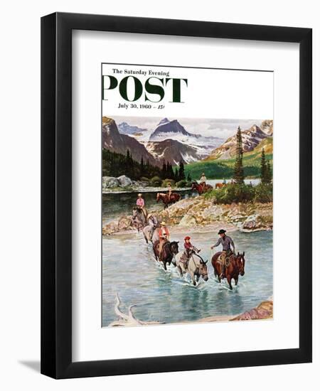 "Horseback Riding in Glacier Park," Saturday Evening Post Cover, July 30, 1960-John Clymer-Framed Giclee Print