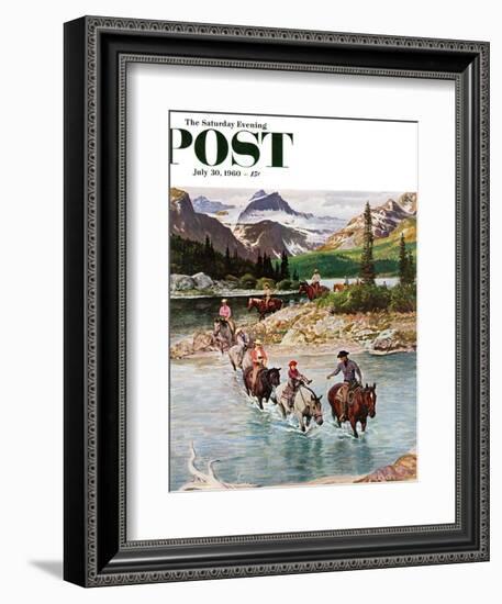 "Horseback Riding in Glacier Park," Saturday Evening Post Cover, July 30, 1960-John Clymer-Framed Giclee Print