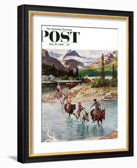 "Horseback Riding in Glacier Park," Saturday Evening Post Cover, July 30, 1960-John Clymer-Framed Premium Giclee Print