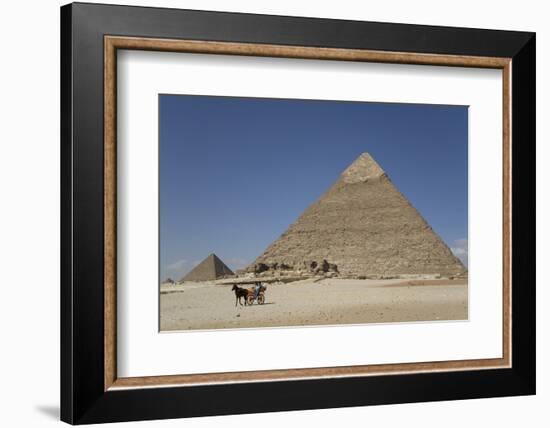 Horsecart and Pyramid of Chephren, the Giza Pyramids, Giza, Egypt, North Africa, Africa-Richard Maschmeyer-Framed Photographic Print