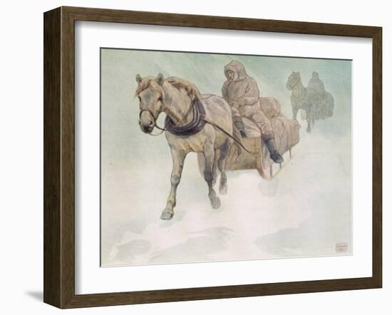 Horsedrawn Sleigh, Illustration from 'Helpers Without Hands' by Gladys Davidson, Published in 1919-John Edwin Noble-Framed Giclee Print