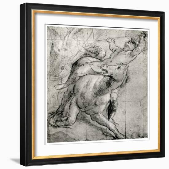 Horseman Falling, C1565-Titian (Tiziano Vecelli)-Framed Giclee Print