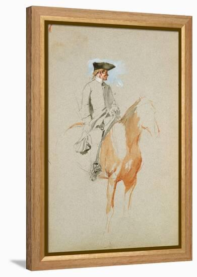 Horseman with a Tricorn Hat (W/C, Pen and Ink)-Jean-Louis Ernest Meissonier-Framed Premier Image Canvas