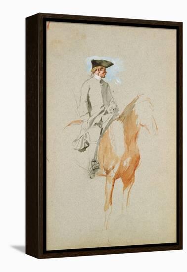Horseman with a Tricorn Hat (W/C, Pen and Ink)-Jean-Louis Ernest Meissonier-Framed Premier Image Canvas