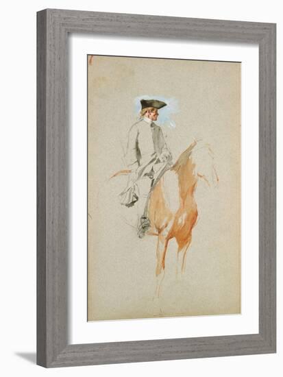 Horseman with a Tricorn Hat (W/C, Pen and Ink)-Jean-Louis Ernest Meissonier-Framed Giclee Print